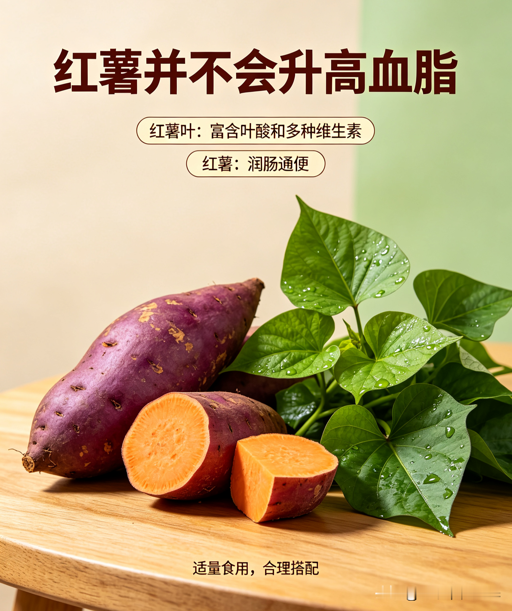六七十年代粮食匮乏，大家常吃红薯，很少有人血脂高，身体大多结实强壮。红薯浑身是宝，红薯叶富含叶酸和多种维生素，有助养肝护肝；红薯本身润肠通便。再好的食材也要适量食用。