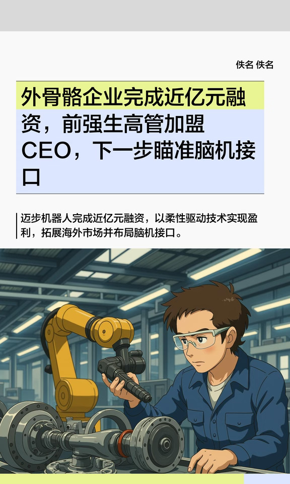 外骨骼企业完成近亿元融资，前强生高管加盟CEO，下一步瞄准脑机接口
#医疗howto #小红书科技AMA #智能硬件 #科技前沿与未来 #脑机接口 #外骨骼