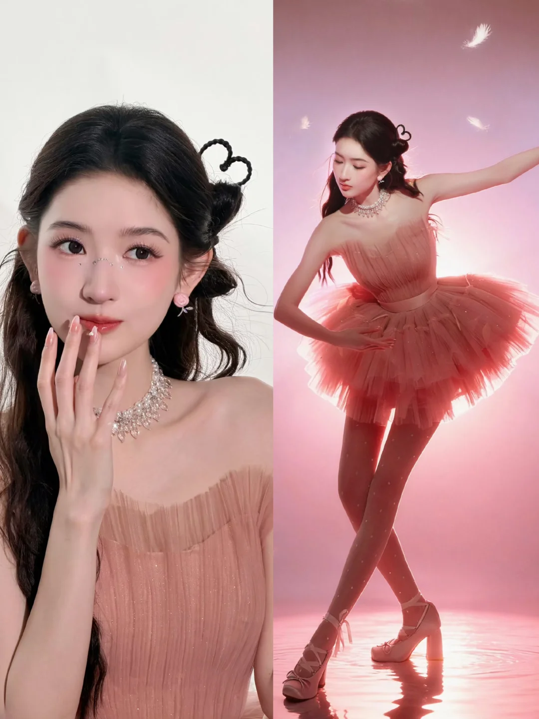 王玉雯芭蕾风穿搭，像颗粉嫩的水蜜桃