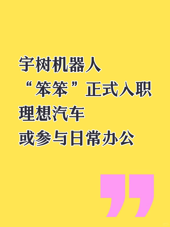 宇树机器人“笨笨”正式入职理想汽车