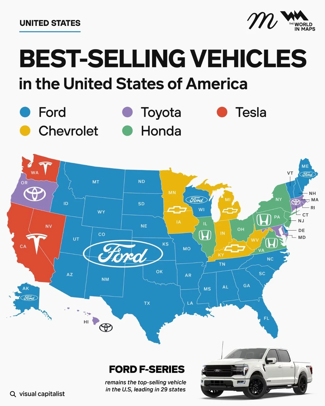 美国最畅销车型版图曝光