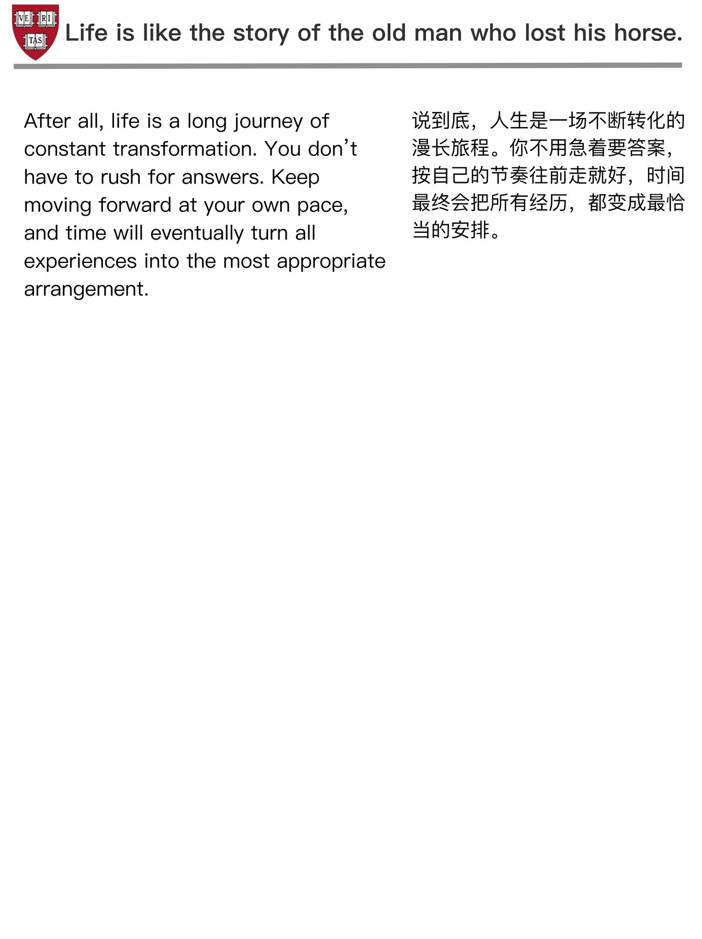 人生是一场宏大的塞翁失马 ​​​