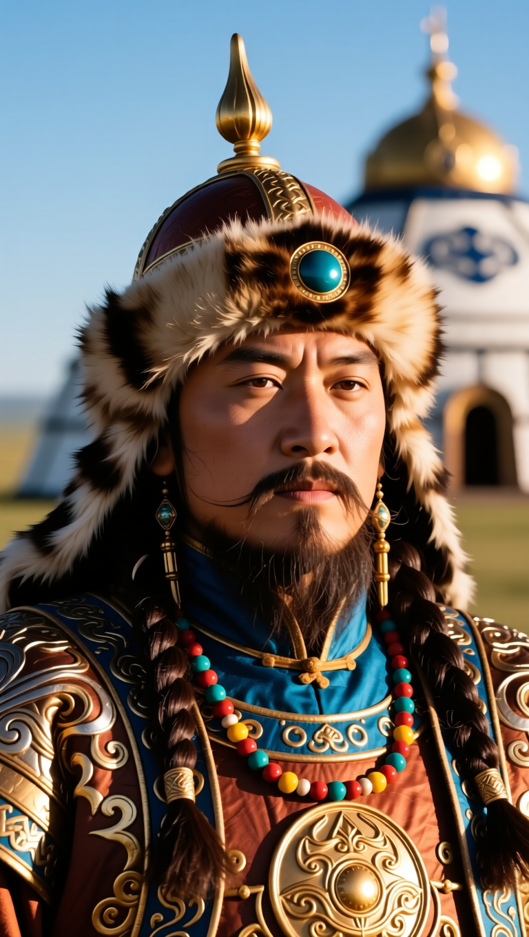 成吉思汗（约1162—1227年），本名铁木真，是蒙古帝国的缔造者，也是13世纪世界历史进程中最具震撼力的统治者之一。他出身草原，早年经历动荡与流离，逐步在残酷的竞争中凝聚力量。通过整合部族、推行军功制度与纪律化管理，铁木真将分散的蒙古势力转化为高度组织化的军事力量，最终在1206年被推举为“成吉思