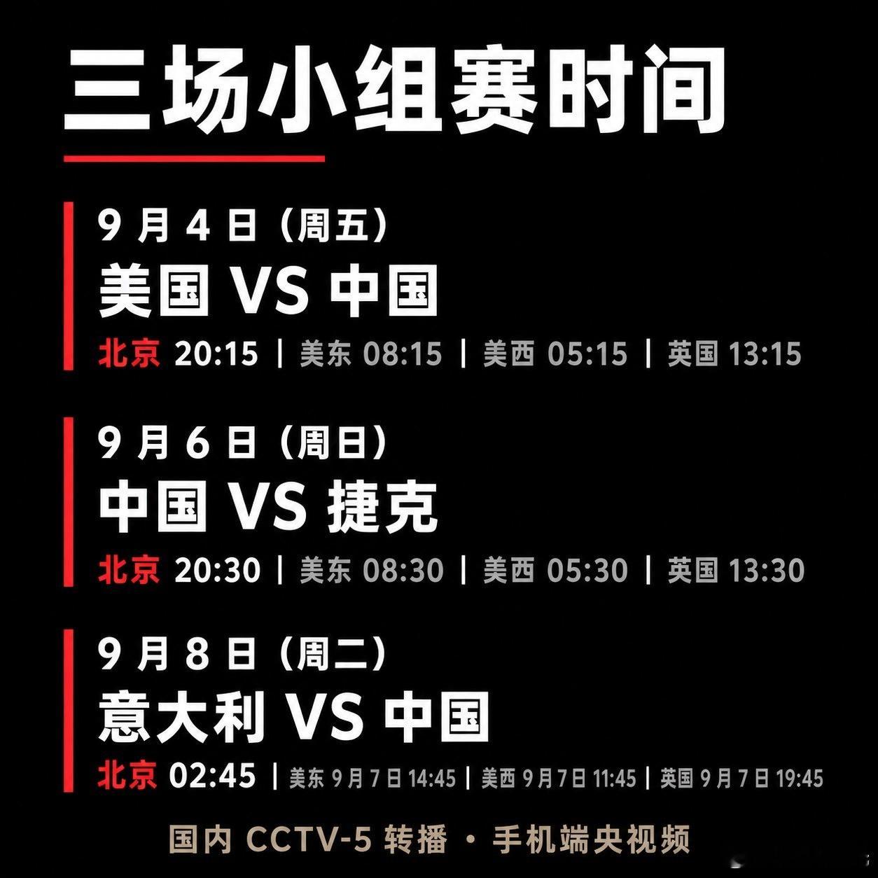 中国女篮首战美国！海外三场观赛指南

🏀 国际篮联第三期实力榜上，中国女篮排在第 6 位，前三位是美国、法国和澳大利亚。而 D 组的签是这么抽的：中国、美国、捷克、意大利——被叫作「死亡之组」，是有道理的。

📌 三条背景先垫一下：美国队在这项赛事上已经拿到四连冠；意大利时隔 32 年重返世 ​