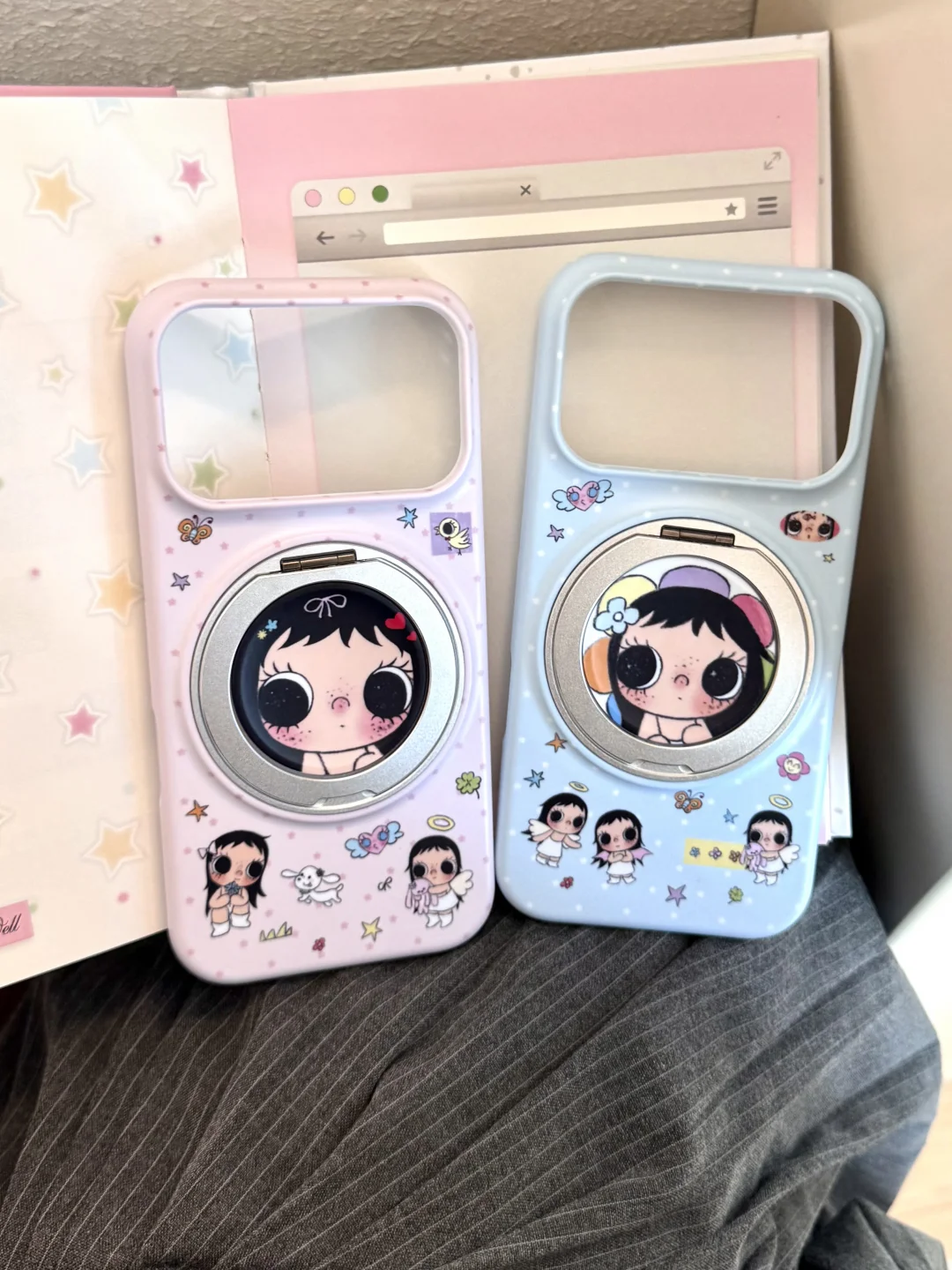 谁懂啊！大眼萌娃旋转支架手机壳太乖啦👧