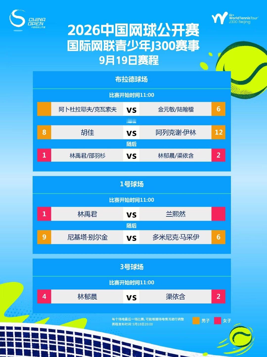 #体育大赏##网球中国赛季来了##中网2026# 
今日青少年比赛赛程安排，邵雨杉、胡佳等名将出战！

#中网[超话]# ​