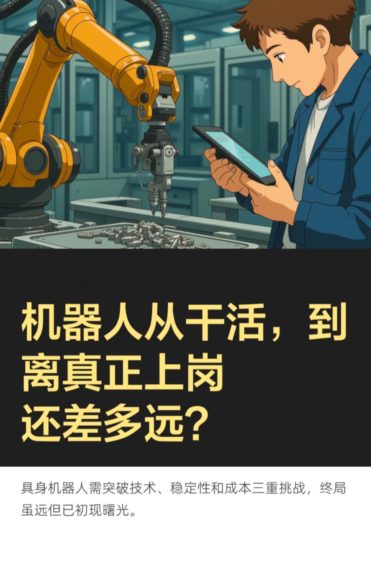#机器人离真正自主还有多远#展会里行云流水的操作看着很惊艳，可千万别被演示效果迷惑。如今绝大多数机器人，依旧靠着预设脚本和限定场景运行，换个杂乱居家环境、遇到突发状况立马失灵。

看似拥有AI大脑，却没法自主灵活判断，缺少随机应变的思考能力，硬件成本、实景数据短板更是短时间难以补齐。眼 ​