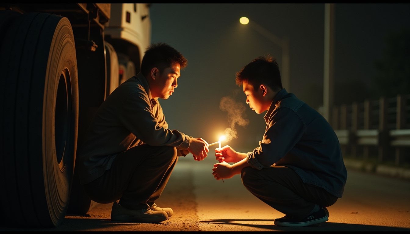 凌晨三点服务区,同车的小李把我叫醒,说张哥咱这车不能再跑了,我以为爆胎,下车一看他蹲在轮胎边直哆嗦。跑长途十年,头回见新手司机吓成这样。他来跟车俩月,本本分分,加油开票从不差钱,就是胆小。那天夜里过连续下坡,他踩着刹车手心全是汗,水温表蹿到红区,硬是没敢挂低速挡,说怕挡位掰坏了赔不起。我蹲下来点根烟