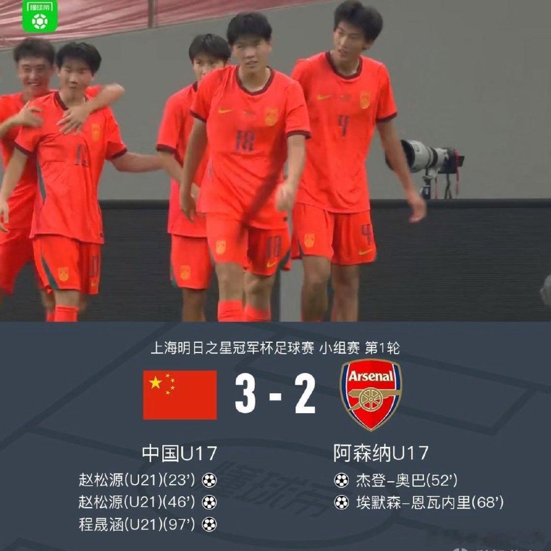绝杀！U17国少3-2阿森纳U17！！！开场后的国少踢的有条不紊，控球...