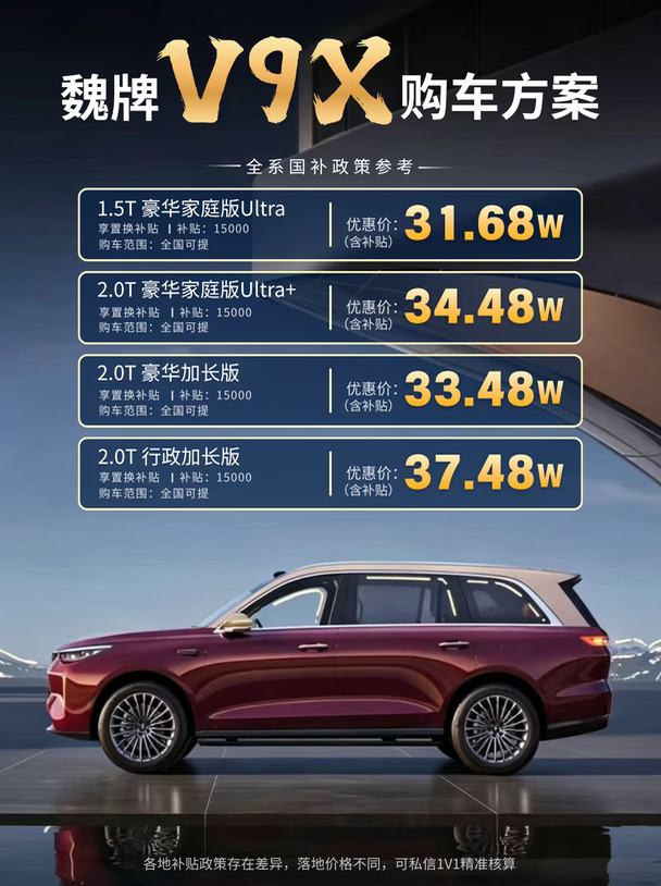 📝魏牌 V9X 买车干货｜多版本对比参考