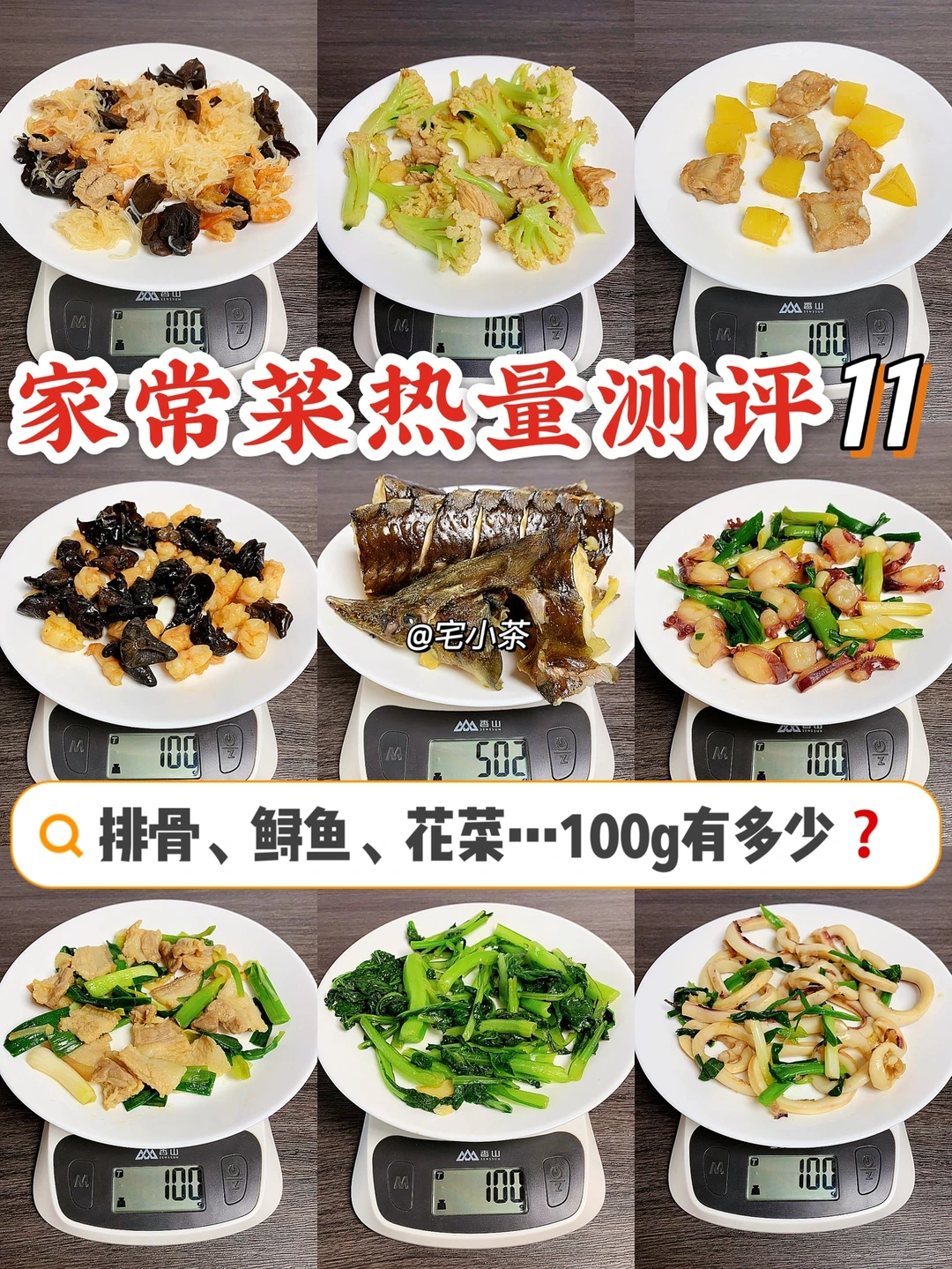 100g家常菜热量测评✅第11弹‼️排骨、鲟鱼…