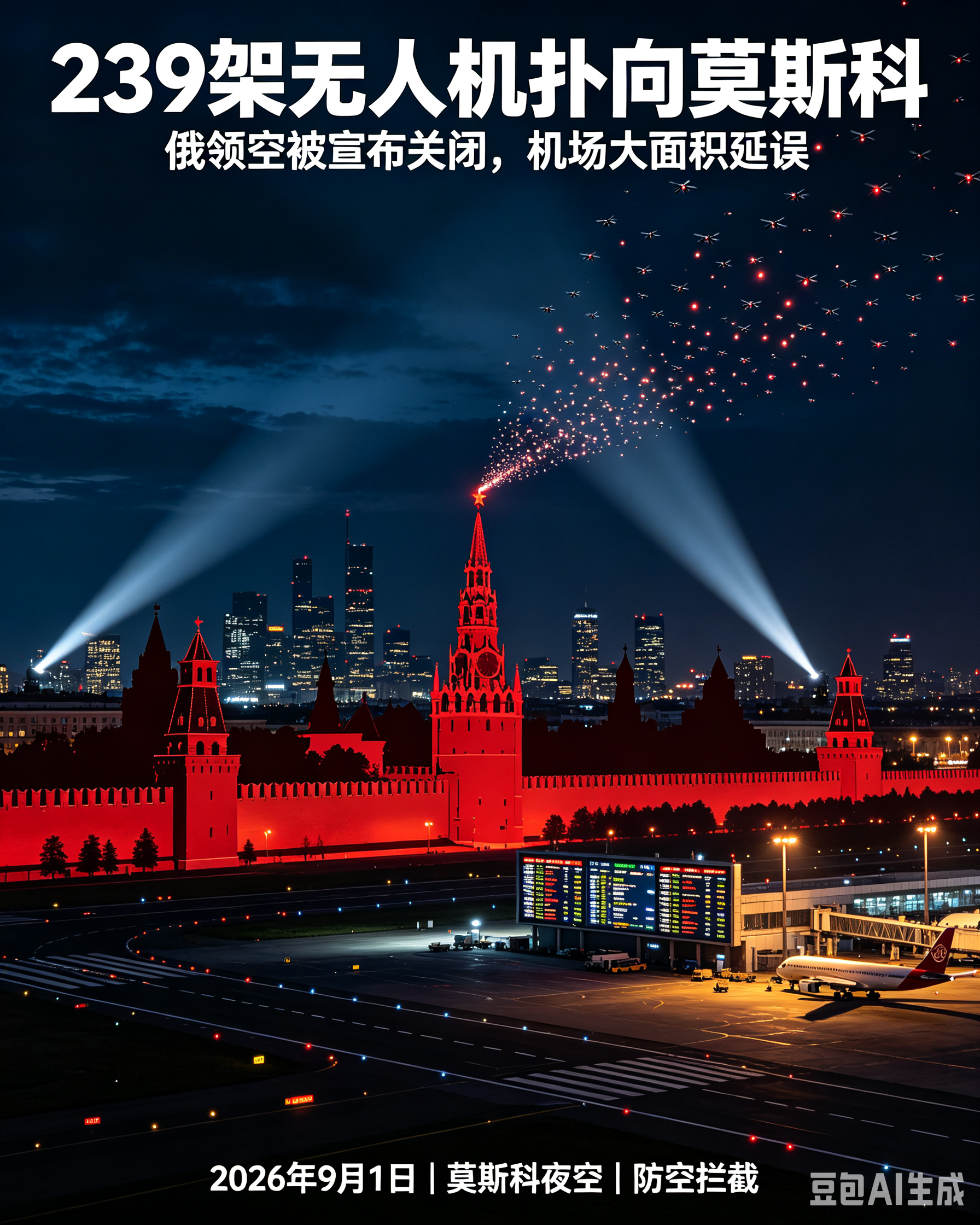 239架无人机扑向莫斯科！泽连斯基放话“关闭俄领空”，普京怒斥：这是国家恐怖主义！

---

2026年9月1日晚，乌克兰总统泽连斯基在视频讲话中抛出一枚重磅炸弹：警告所有使用俄罗斯领空的航空公司、保险公司及主要机场——俄罗斯领空实际上已被关闭。

“俄罗斯的天空正变得极其危险。”泽连斯基直言，虽