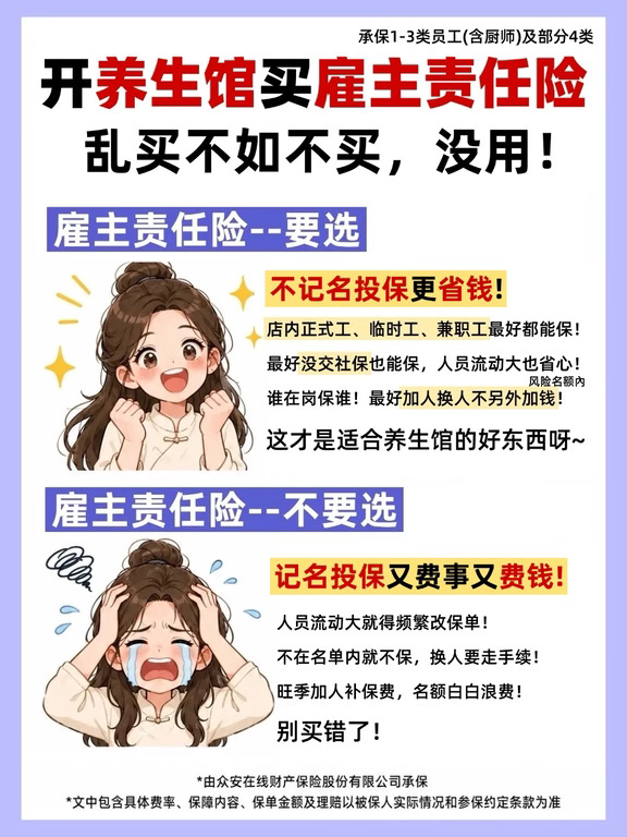 养生馆买雇主责任险，这样选不花冤枉钱