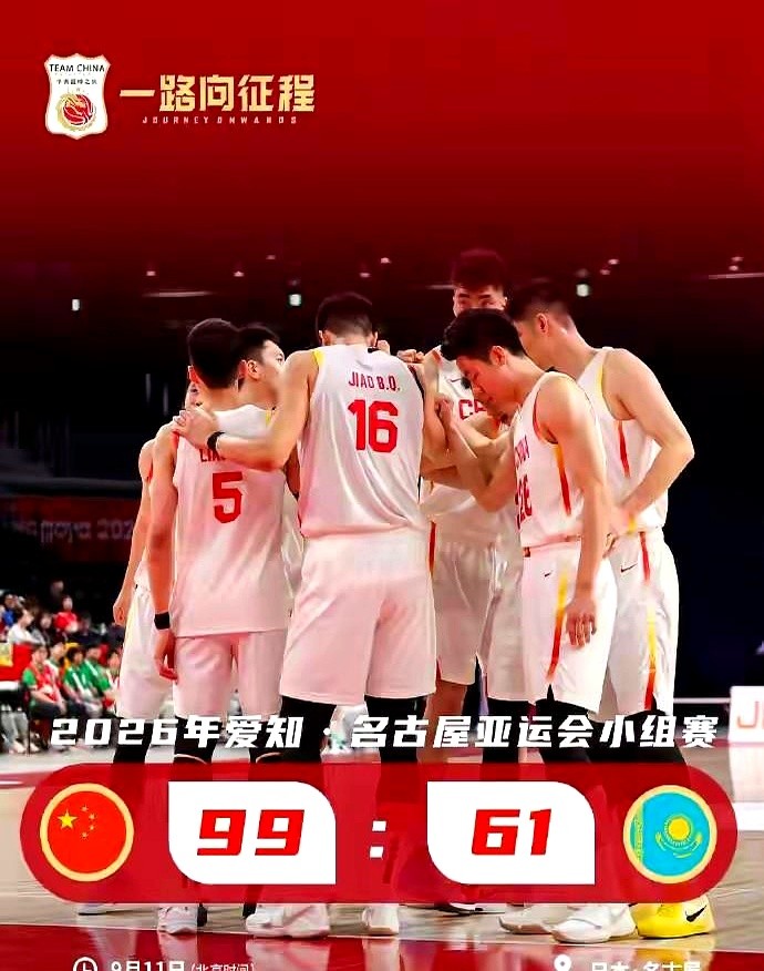 狂胜38分！没带杨瀚森，男篮这帮小伙照样把哈萨克斯坦的内线捅穿了。

99比61，全场多点开花。庞峥麟一个人抡下19分，李弘权、余嘉豪轮番冲锋得分上双，打得对面教练频频摇头。

这次出征前阵容大换血，不少人捏把汗。特别是缺了杨瀚森，内线谁扛？结果余嘉豪硬顶上来，配合胡金秋、朱俊龙，直接把团队配合打出