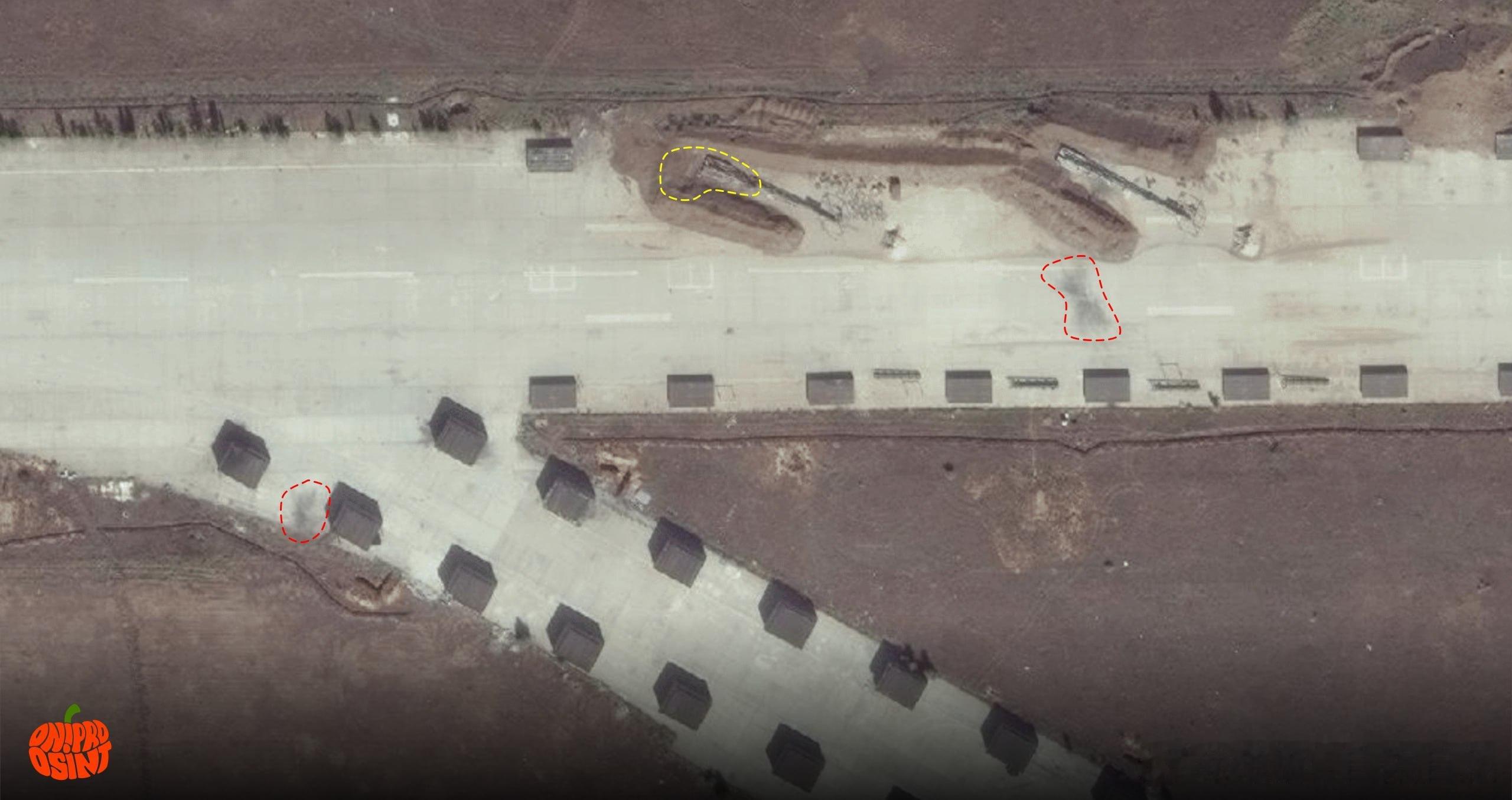 卫星图像显示了乌克兰无人机袭击俄罗斯无人机发射阵地后的景象；该阵地位于被俄占领的顿涅茨克机​​场，是距离前线最近的此类设施之一。乌克兰的打击行动针对了俄军的无人机储存区以及用作机动发射平台的车辆。
#乌军称与俄发生首次无人艇海战##俄罗斯称有权使用核武器# ​