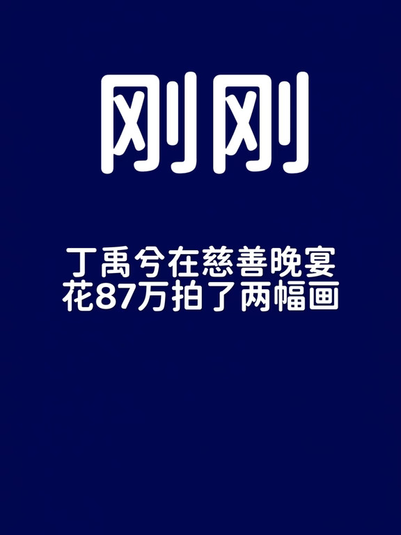 刚刚！丁禹兮慈善晚宴花87万拍了两幅画