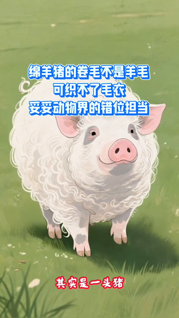绵羊猪，猪里的"伪装大师"。
你敢相信吗？眼前这团毛茸茸，看着活像绵羊的动物，其