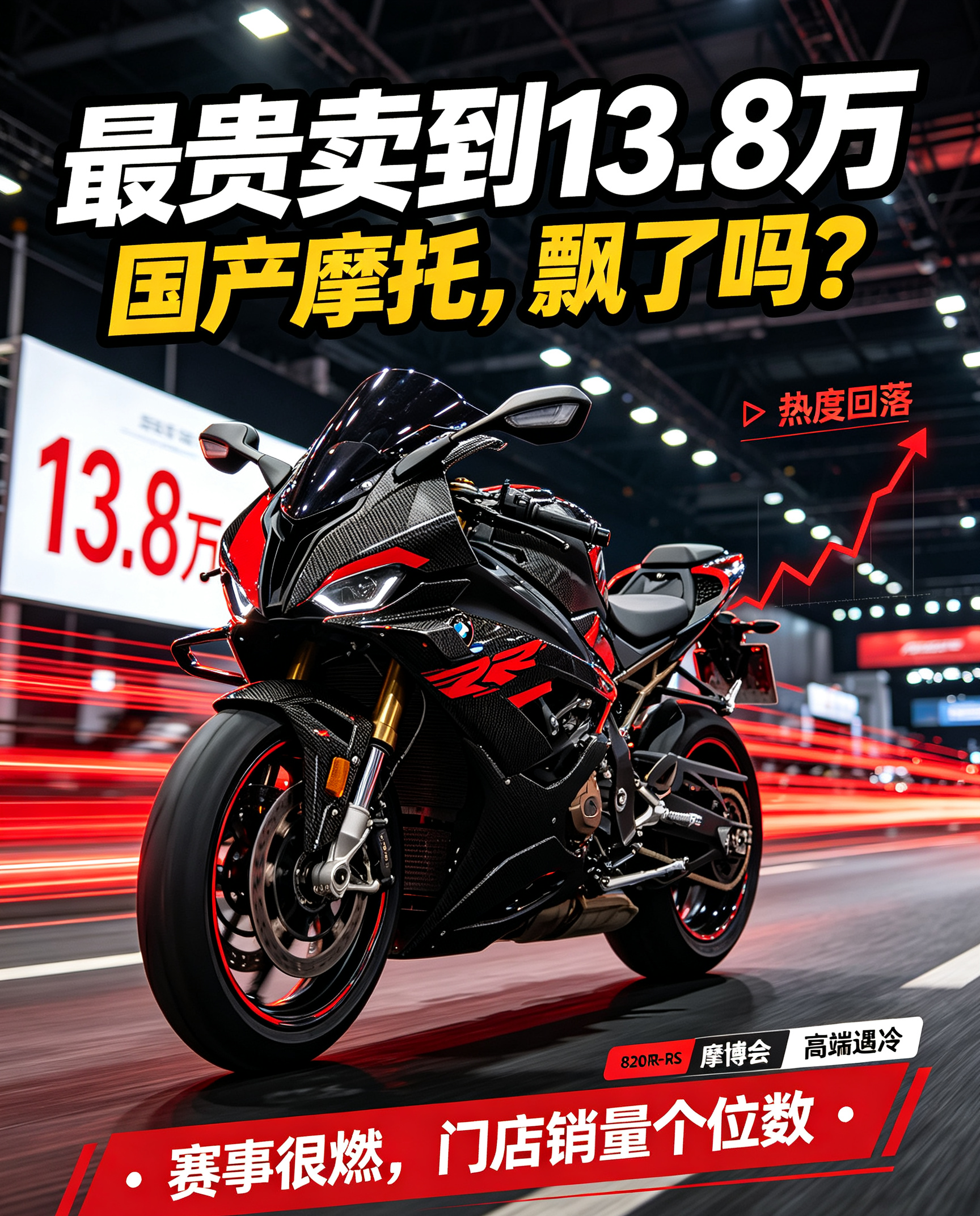 新车最贵13.8万，热度却暴跌？
老实讲，我之前一直觉得张雪机车势头无敌，3月WSBK拿世界冠军那阵，门店天天几百人打卡，单日能卖近20台，国产摩托彻底扬眉吐气，我还以为这次摩博会五款新车能直接卖爆。可看完一线门店采访，落差直接拉满，属实有点意外。9月摩博会张雪一口气上新五款车，价格跨度2.798万