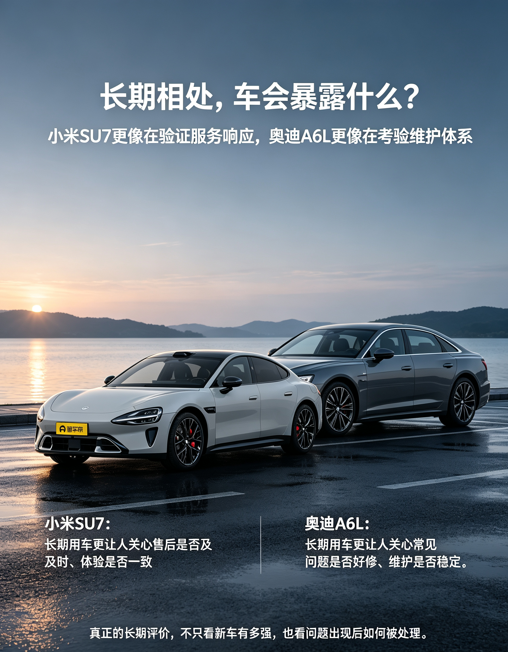 小米SU7对比奥迪A6L：长期用车，新旧中大型车的核心差距不在新车质感
很多人选中大型轿车，只看重新车的颜值、配置和动态体验，却忽略了长期用车才是拉开车型差距的关键。小米SU7作为新生代纯电中大型轿车，奥迪A6L作为老牌豪华燃油标杆，两款定位相近的车型，在长年累月的日常使用中，呈现出完全不同的用车逻