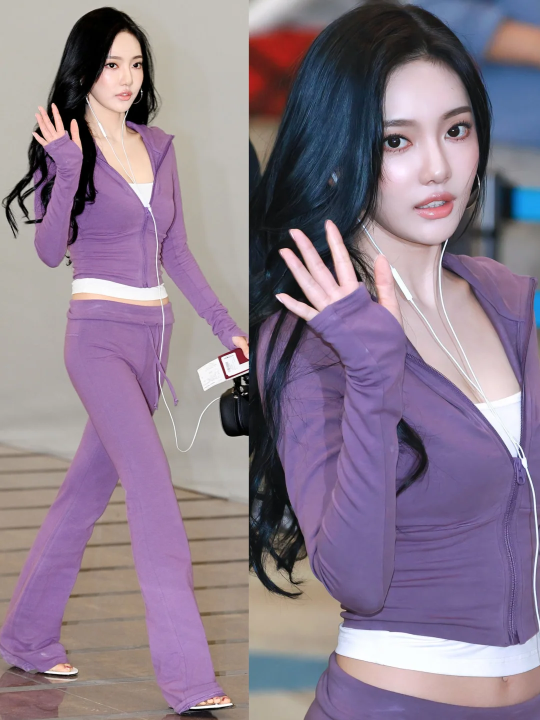 宁艺卓机场私服，宁宁这套运动又显身材