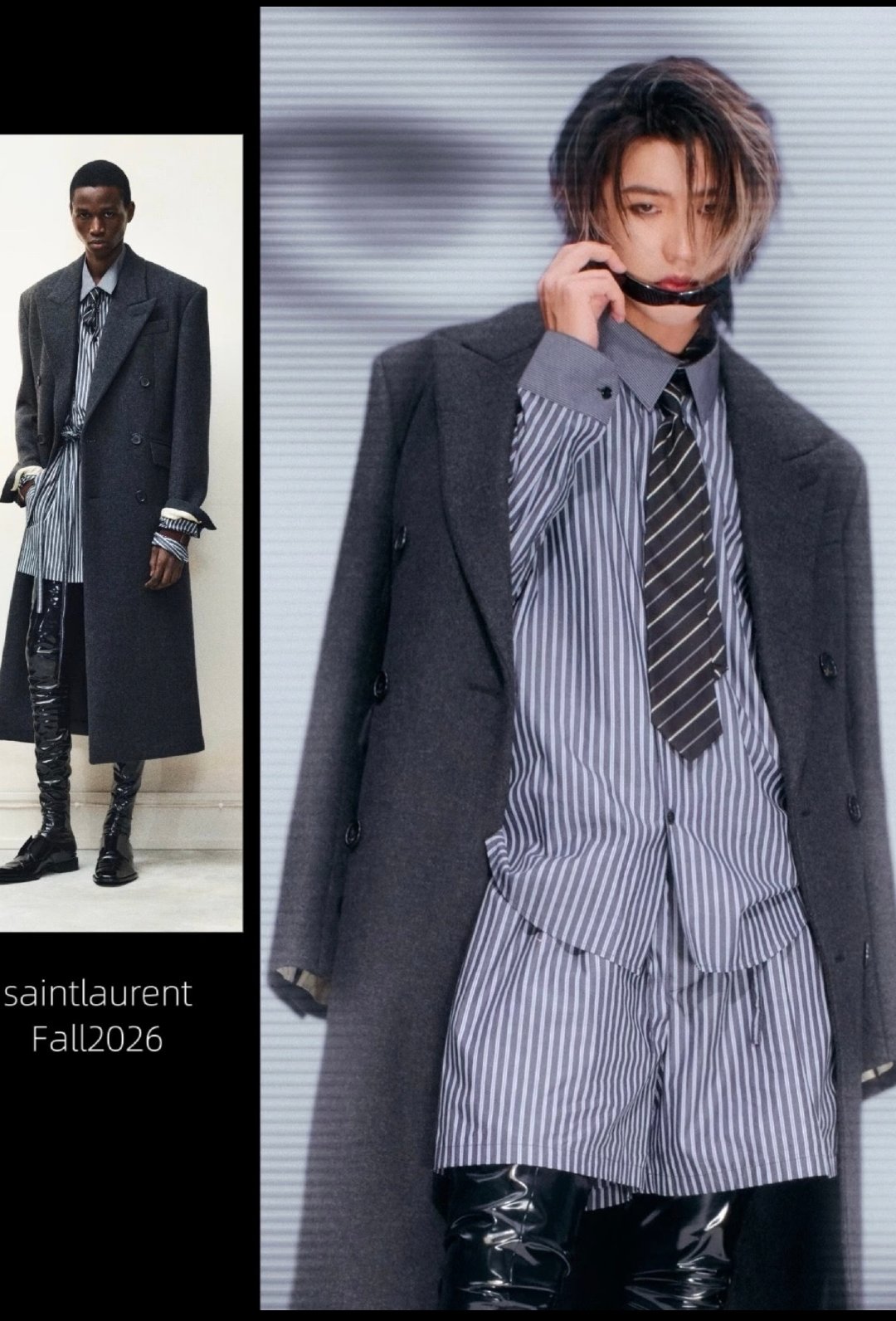 蔡徐坤| YSL贵公子。[舔屏][舔屏][舔屏]
蔡徐坤上身Saint Laurent Fall 2026 登上Fantastic
Man金九封面，这次是中文版+母版双刊联动企划，国际化团队打造，他也是首个登上母版的亚洲艺人！黑白影像里松弛又有力量，西装条纹衬衫配皮靴，很贵气！ ​
