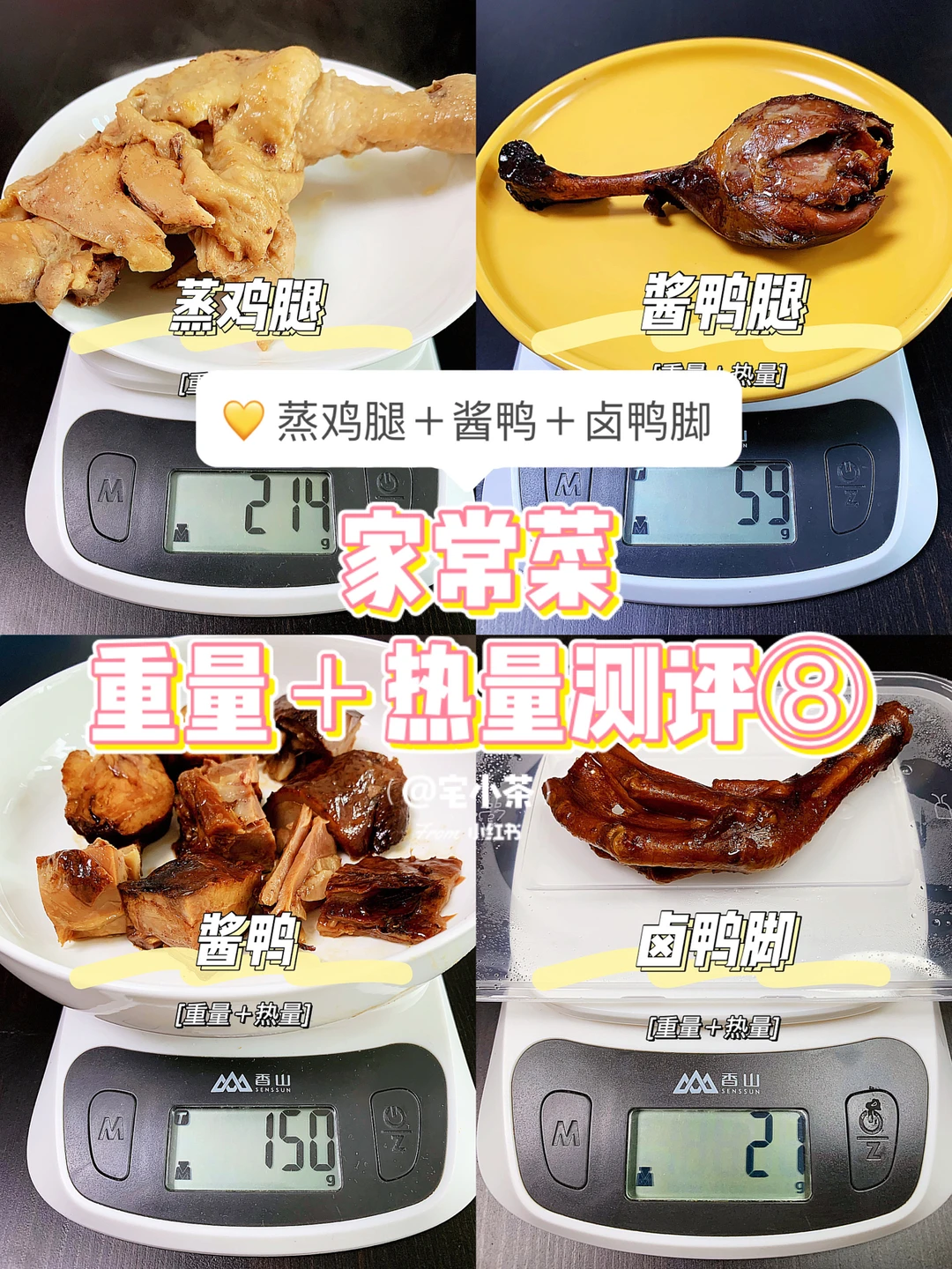 家常菜热量测评⑧蒸鸡腿＋酱鸭＋卤鸭脚