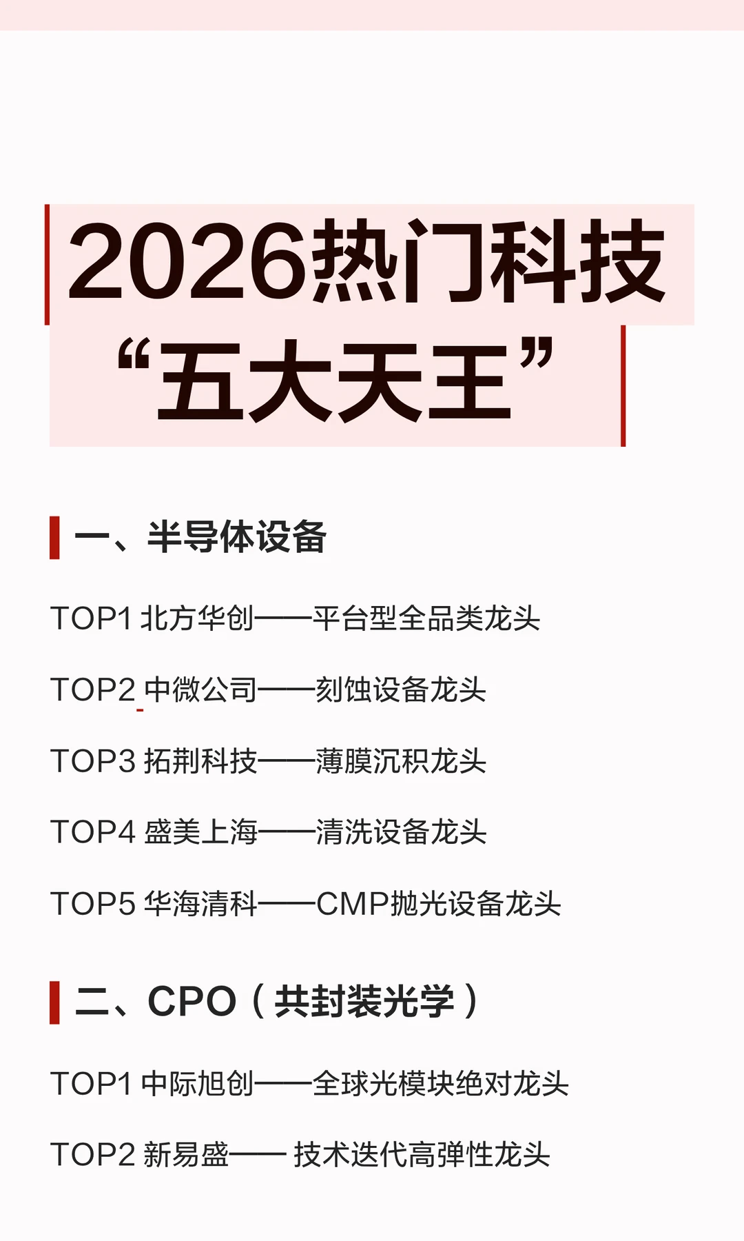2026热门科技“五大天王”