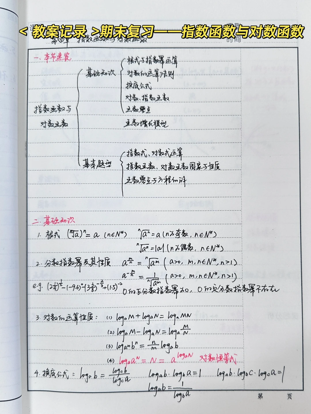 期末复习——指数函数与对数函数