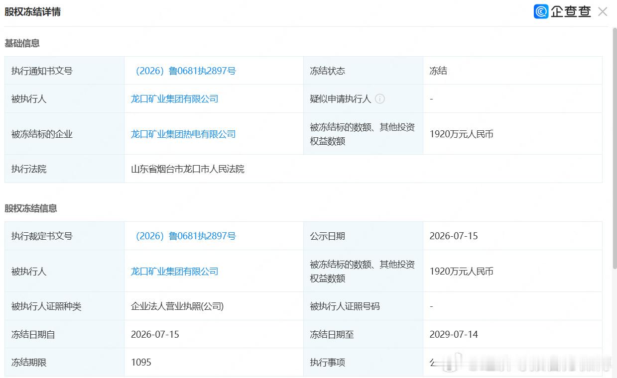 【，待售龙矿热电股权遭法院冻结