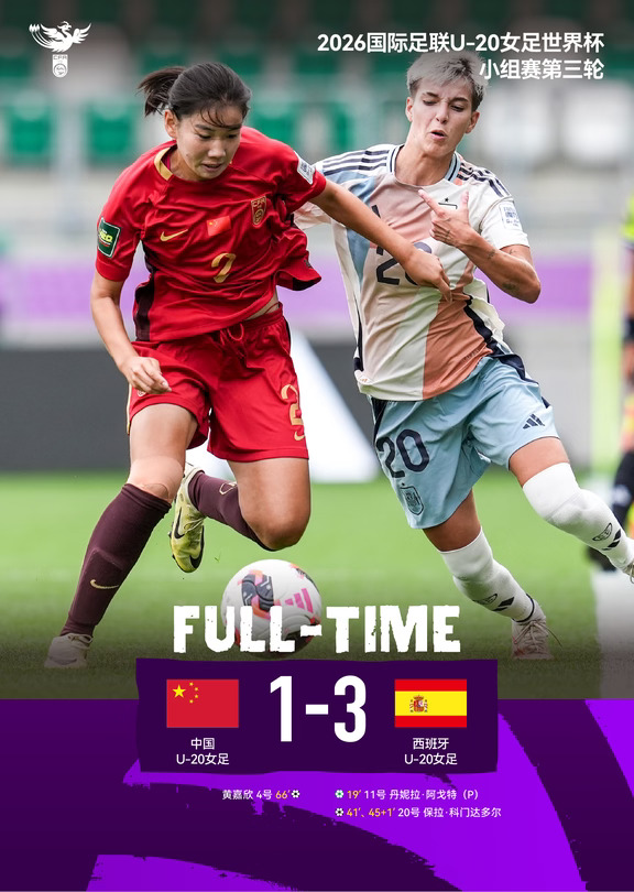 U-20女足世界杯 | 中国队1比3西班牙队