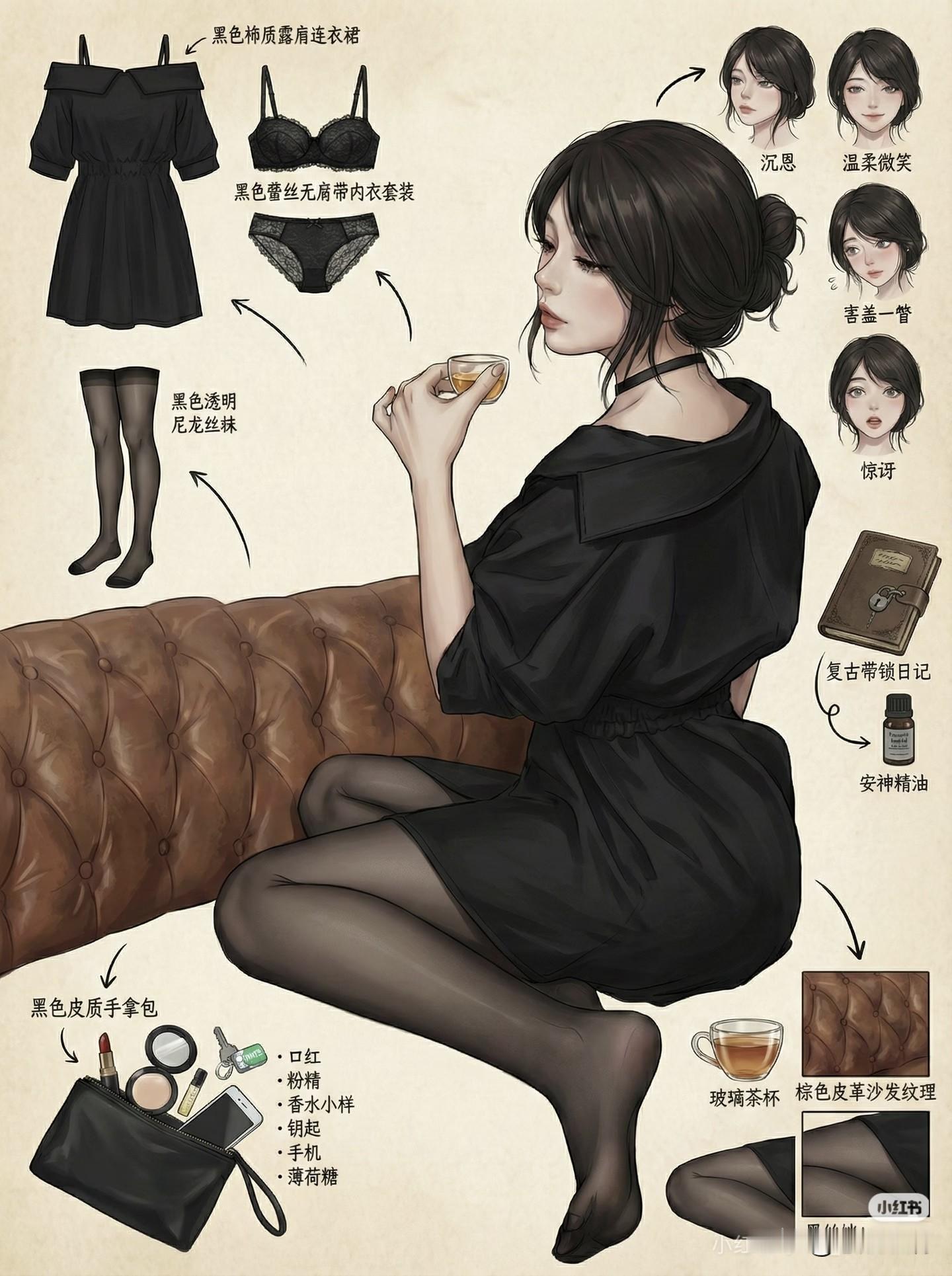 Ai拆解黑色御姐范穿搭，终于不会说脚臭味了