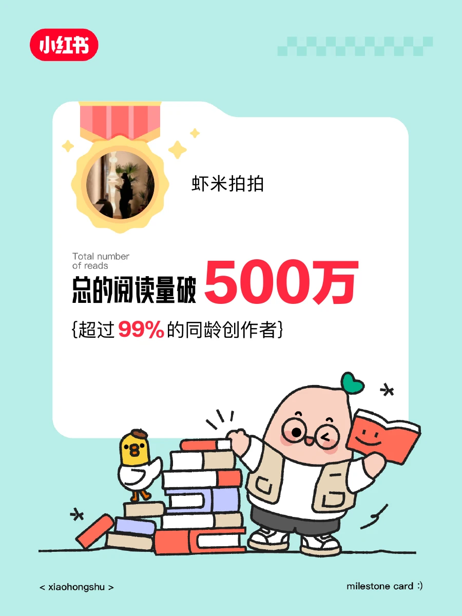🎉在小红书获得的阅读量破500万啦❗️