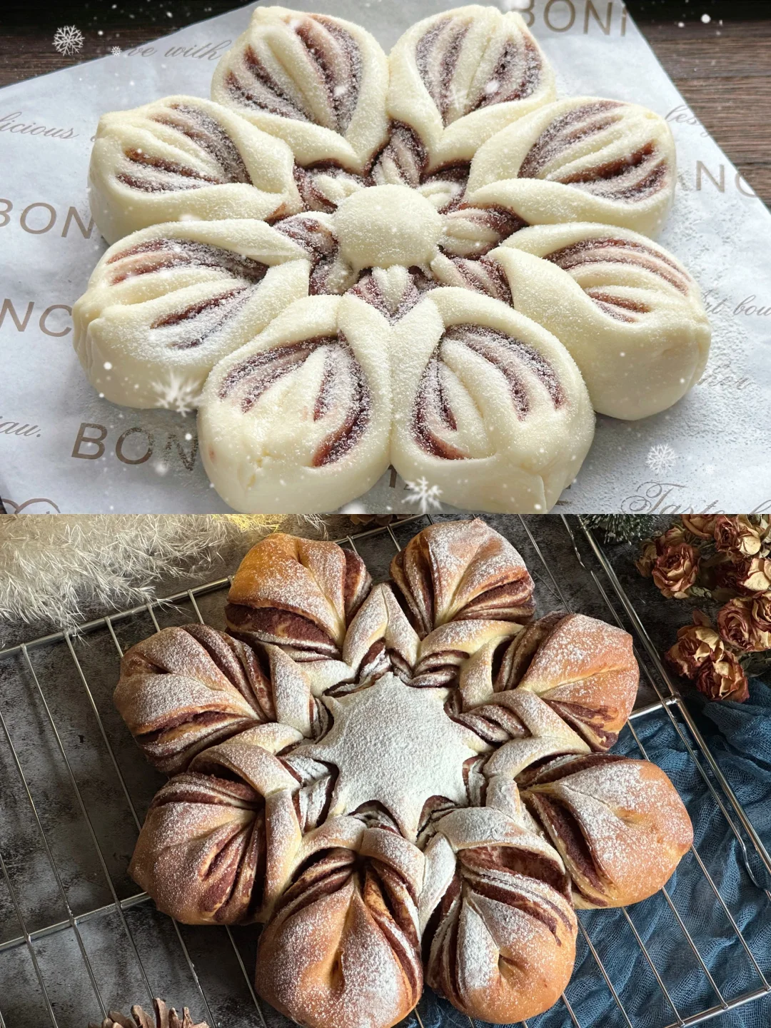 圣诞限定！雪花馒头和雪花面包你更喜欢哪个？