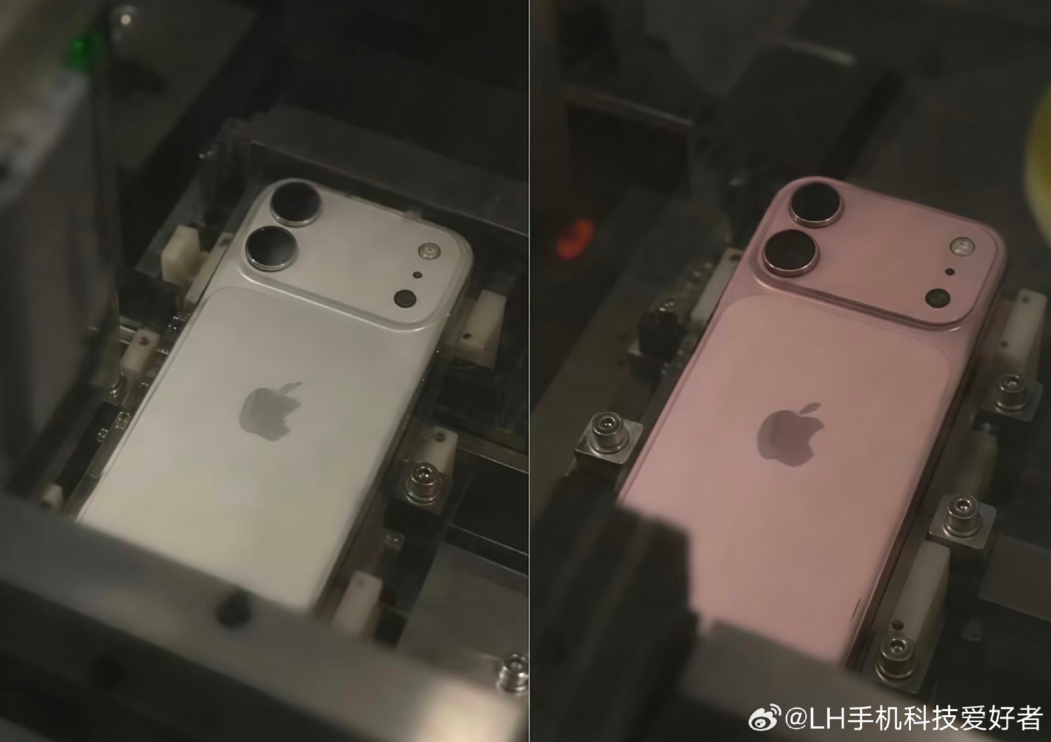 #iPhone18外观曝光#iPhone18标准版真机曝光，对比前代变化还是很明显的，横向Deco设计看齐iPhone18 Pro系列，但它依然是双摄镜头。外观的话也还行吧，白色和粉色看起来还是不错的。 ​