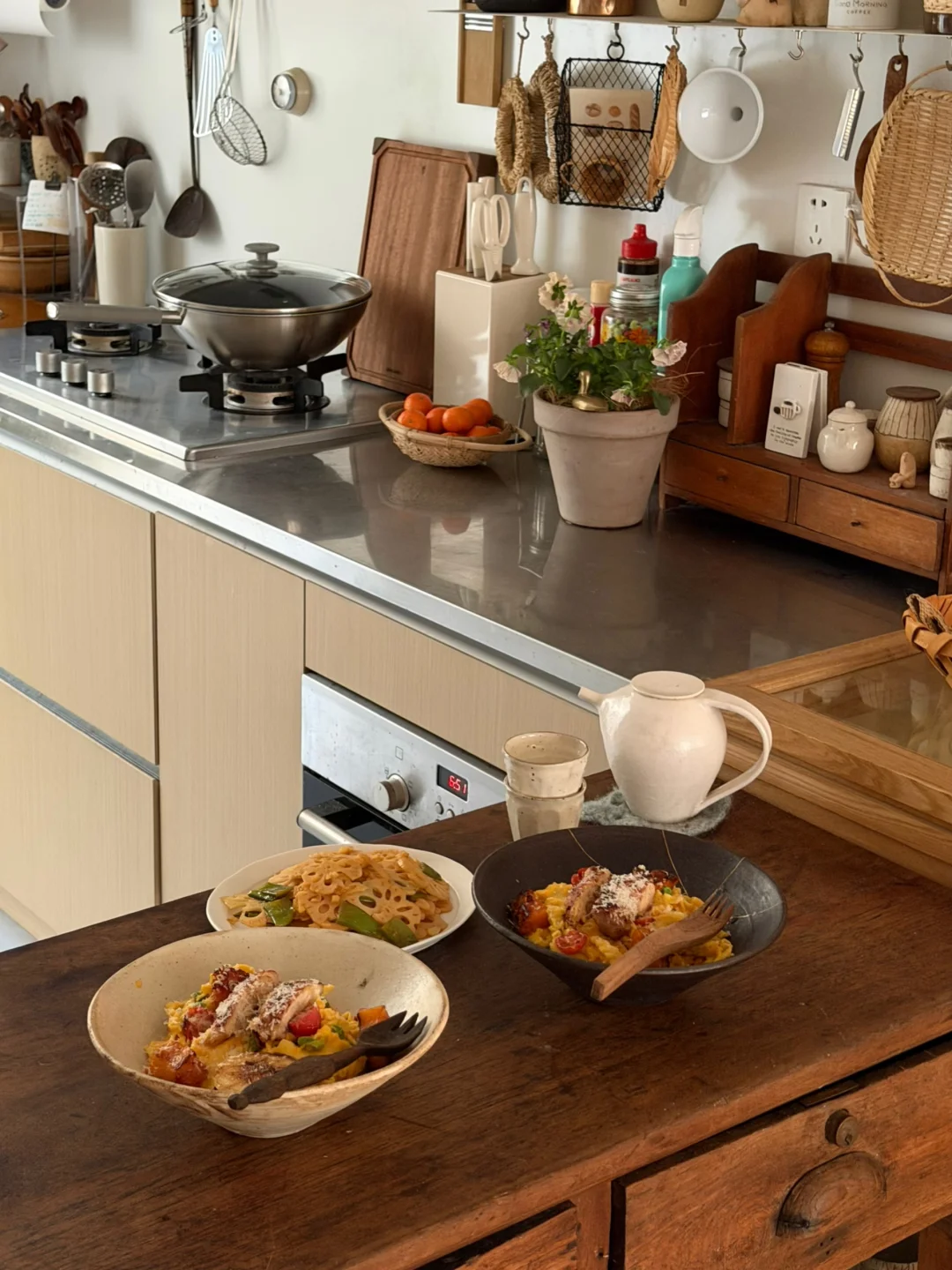 在冬天反复爱上奶油南瓜鸡肉烩意面🎃