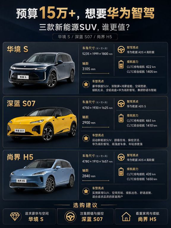 预算15万+想入华为智驾SUV