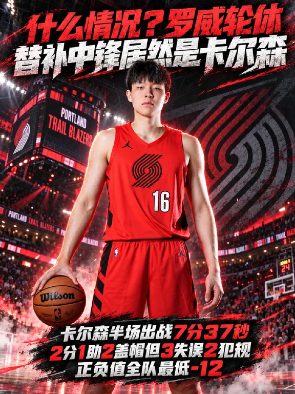 杨瀚森成第四中锋？罗威轮休，却用卡尔森！