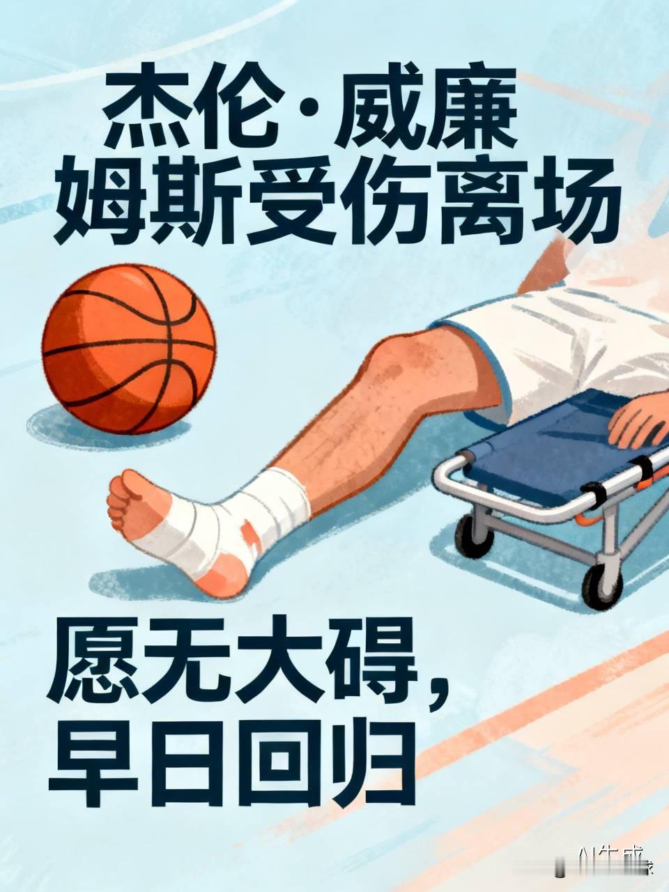 雷霆揪心一幕！杰伦·威廉姆斯今日对阵快船末节扣篮失衡，左腿落地严重变形，脚踝位置明显异常。队医立即用空气夹板固定，随后担架将他抬离，亚历山大场边落泪。
离场前他贡献8分2篮板5助攻2抢断1盖帽。目前报道指向脚踝/腿部重伤，跟腱伤势尚未确诊，具体结果需等官方检查。愿无大碍，早日回归。