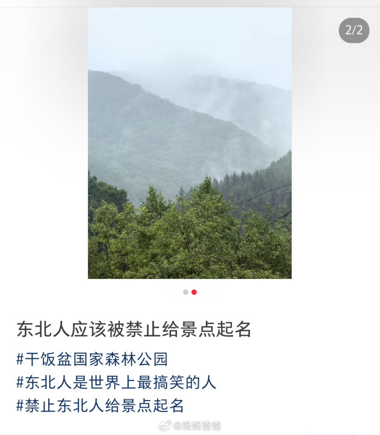 看到网友的一条微博《东北人应该被禁止给景点起名字》：见截图。说到东北人...