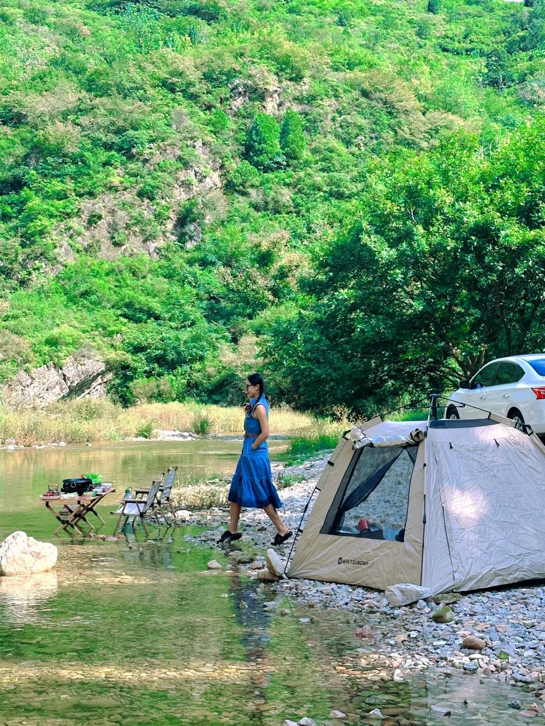 北京溪边露营天花板，烧烤过夜遛娃开车直达