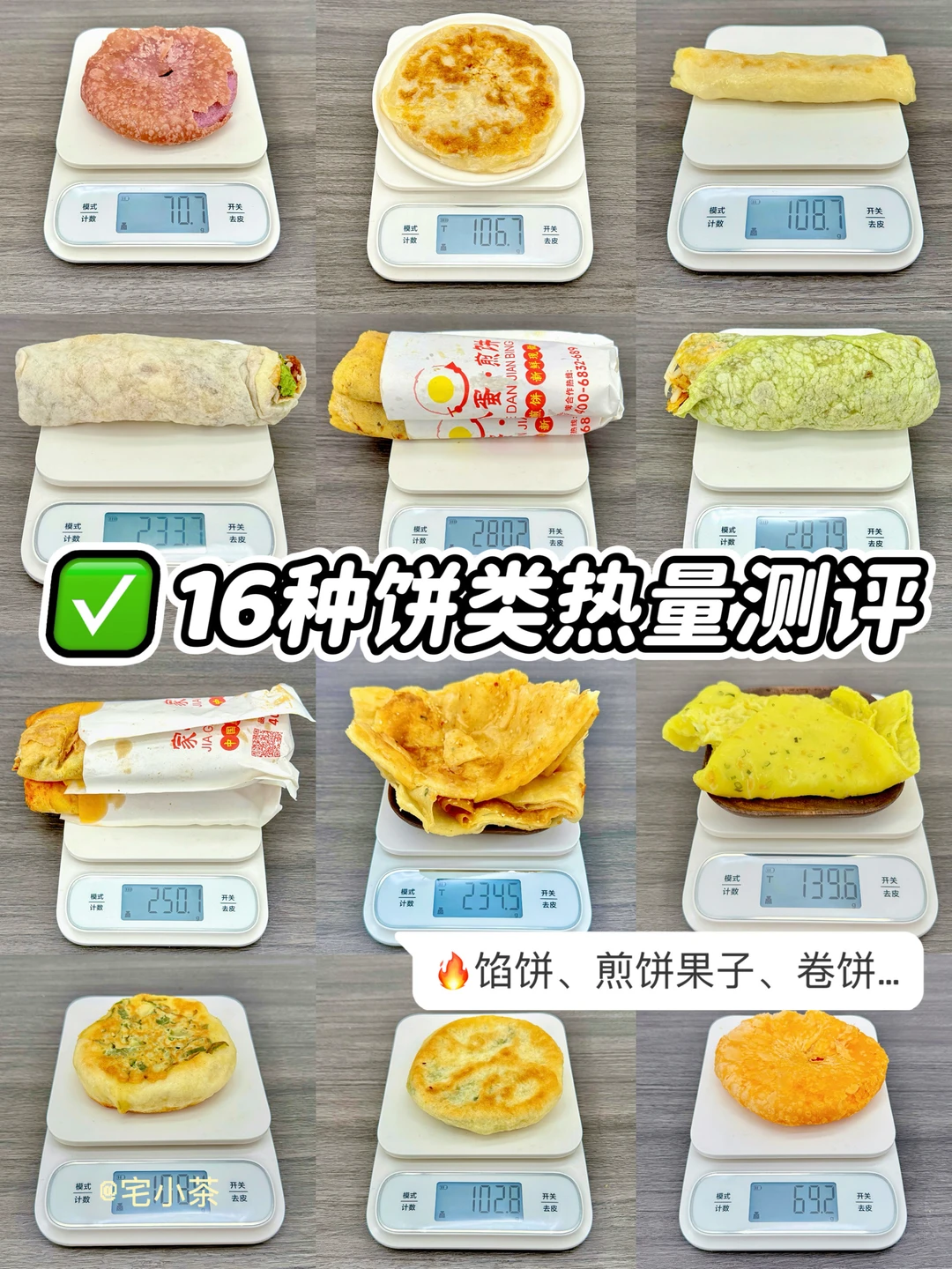 16种饼类热量测评合集✅馅饼、煎饼果子、卷饼…