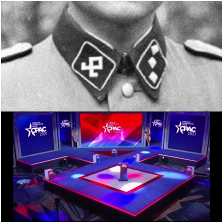 隻是巧合? 特朗普“復出”演講站的講臺被發現像“納粹”符號, 網友一頓批-圖2