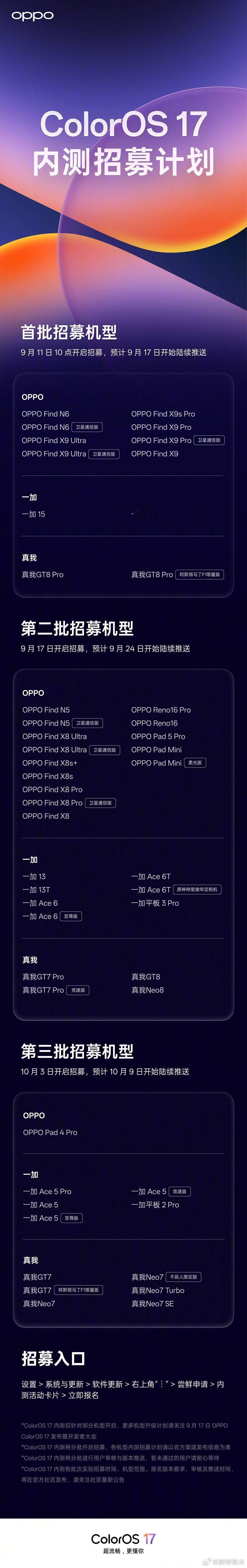 今天OPPO已经开启内测招募了，有机器的可以报名了 ​