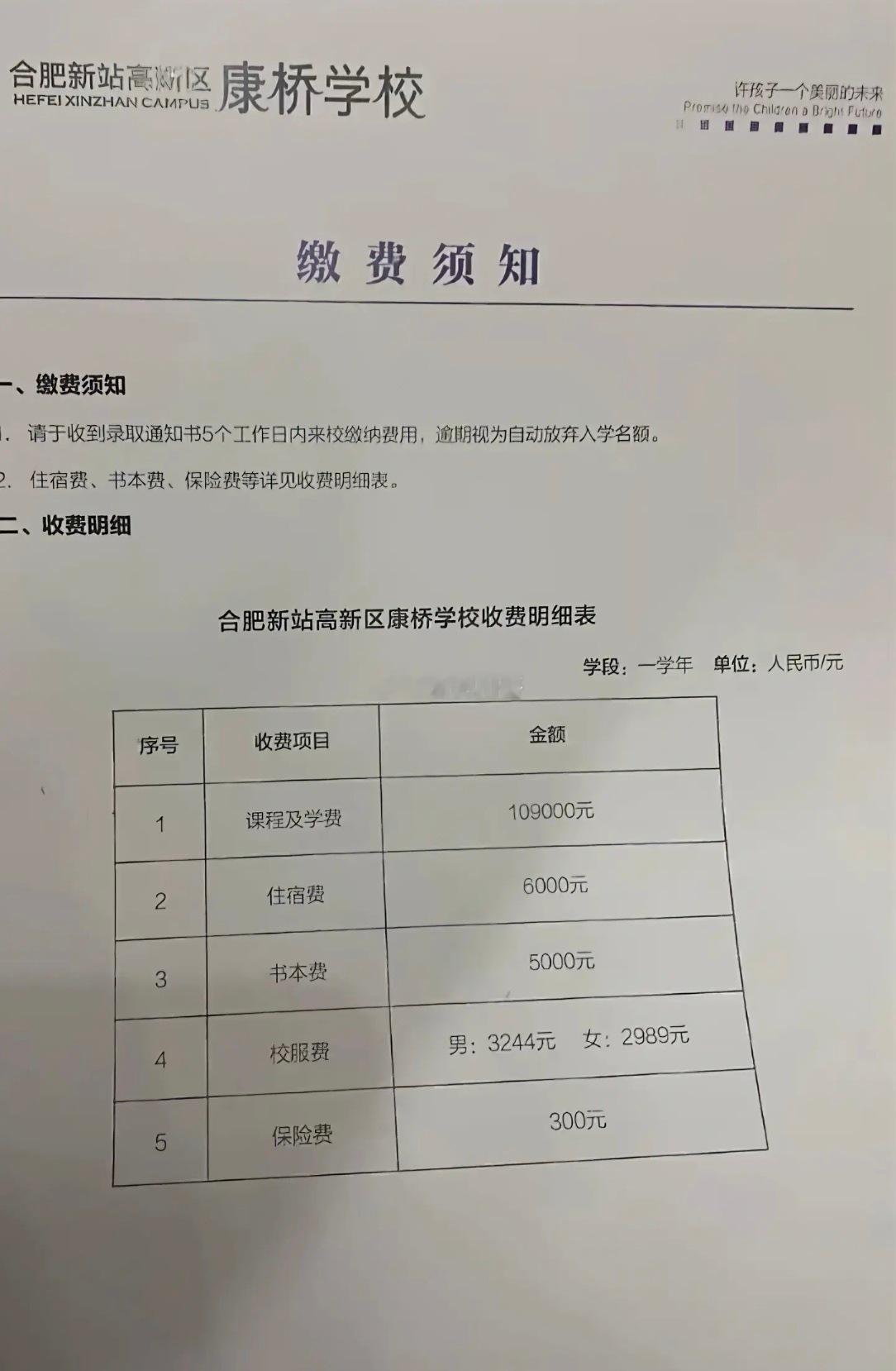 新站康桥学校这一学年学费以为10900，仔细一看109000[笑cry]，这是几年级的，以为看错了。果然是贵族学校，一般人真上不起[泪][泪][泪] ​​​