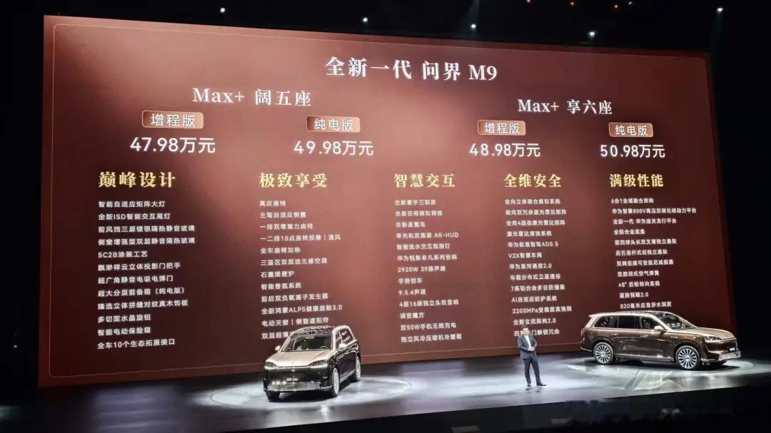 微博知名博主 全新一代问界M9发布：Max+售价47.98万起、Ult...