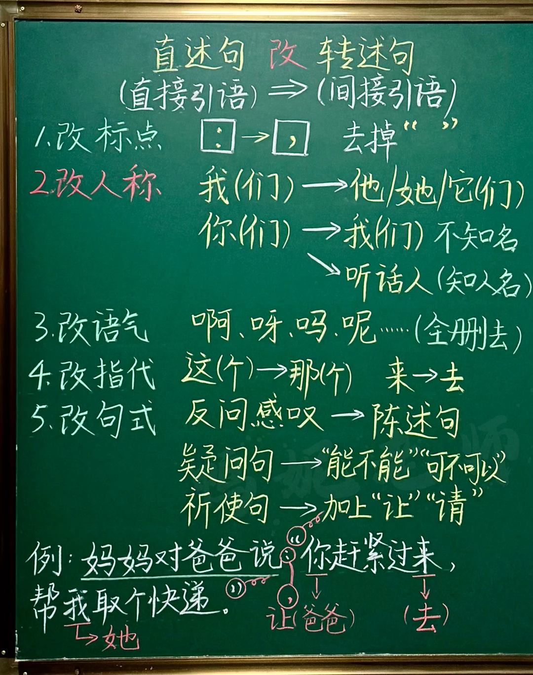 直述句改转述句王炸口诀‼️（附习题）
