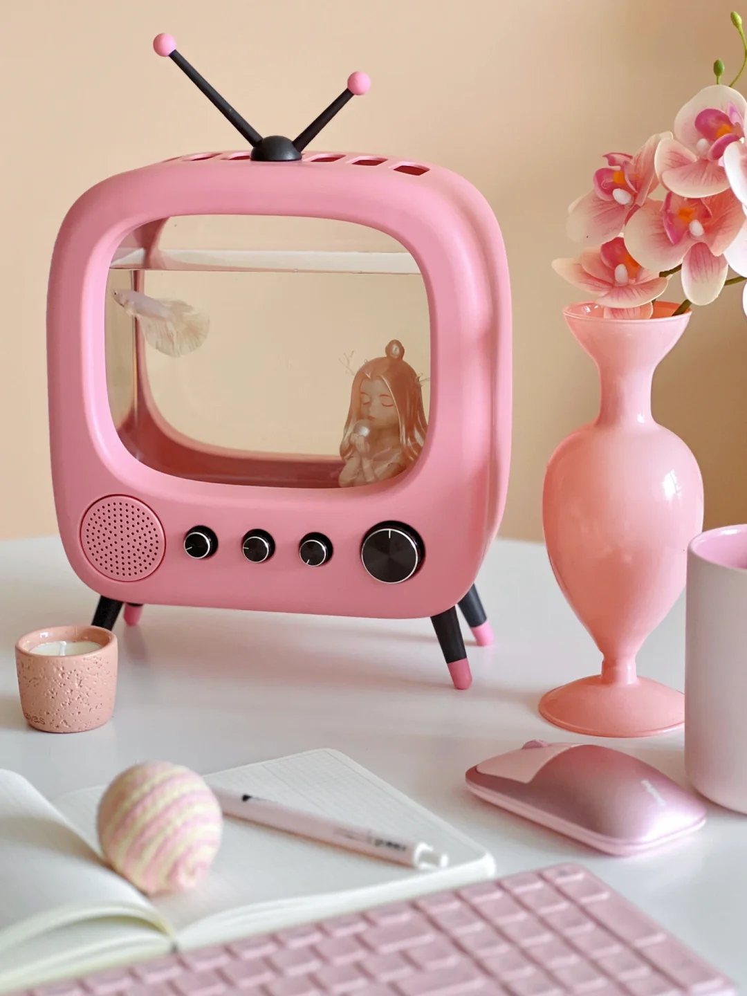 粉色鱼缸🉑太适合女生们养鱼了！