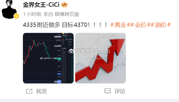 4335的多 目前已上涨至4340！！斩获50点利润 追求稳健的朋友 可以先行离场。金价黄金油价 ​​​​