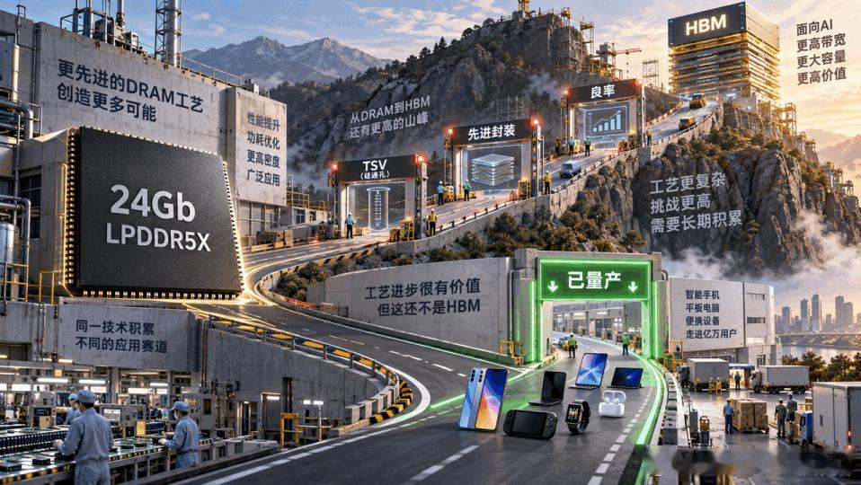 长鑫存储：50%增产仍隔着HBM

长鑫存储把第五代技术平台推入量产，最醒目的数字是“至少50%”：以8Gb芯片为基准，每片晶圆可切出的毛芯片数量较上一代至少增加50%。这是真正的制造效率进步，但它仍不能被写成中国HBM已经突破。

先解释“毛芯片数量”。一片晶圆上能排下多少颗芯片，决定理论产出；毛芯 ​