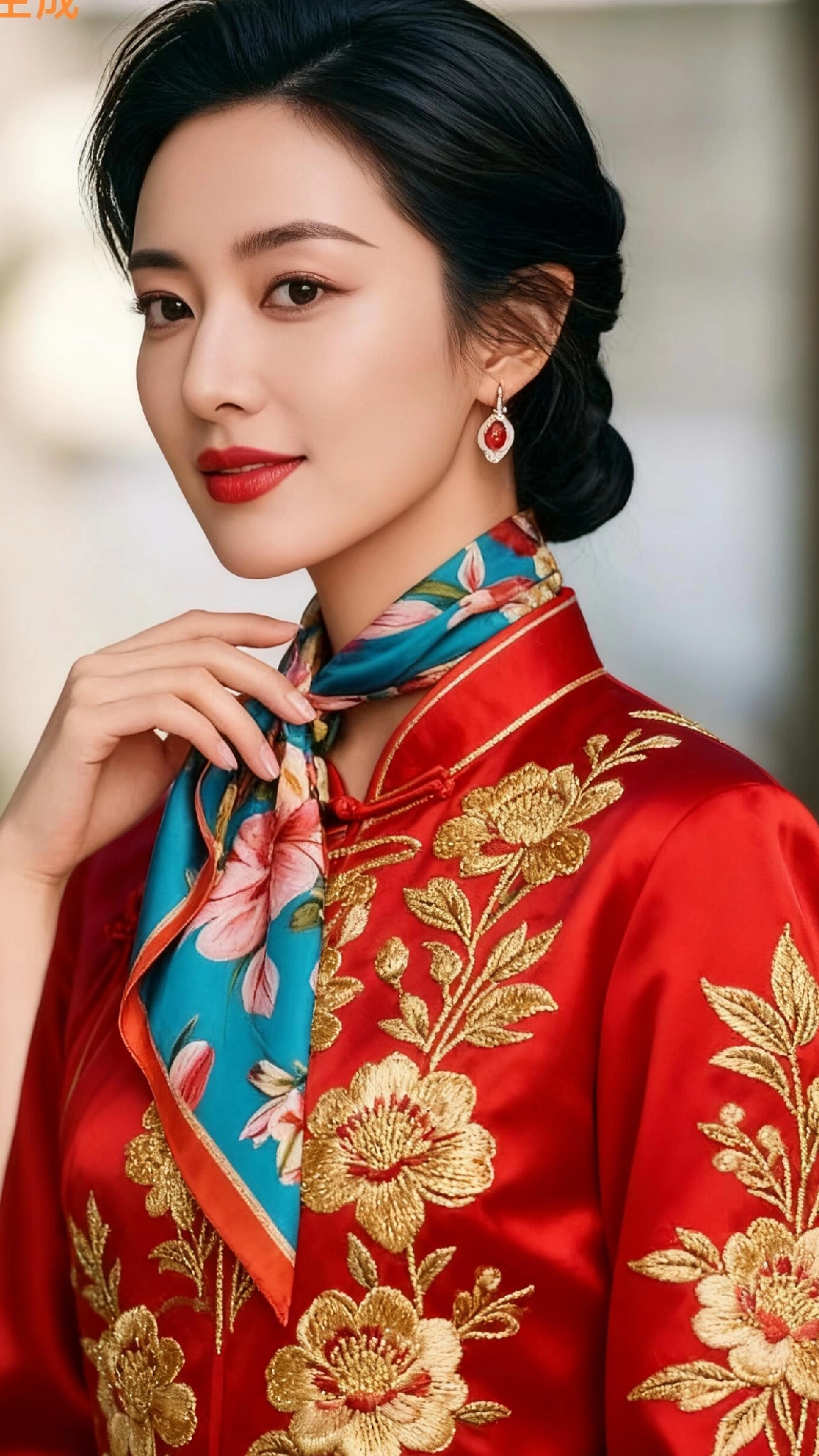 复古旗袍与现代妆容的完美结合，尽显东方女性的优雅与魅力。